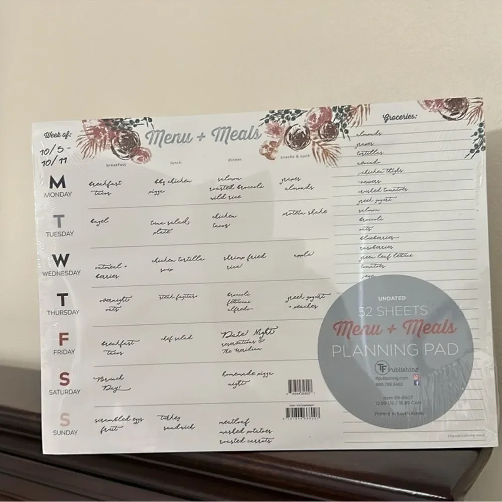 TF 52 Sheets Menu & Meals Calendar Planning Pad